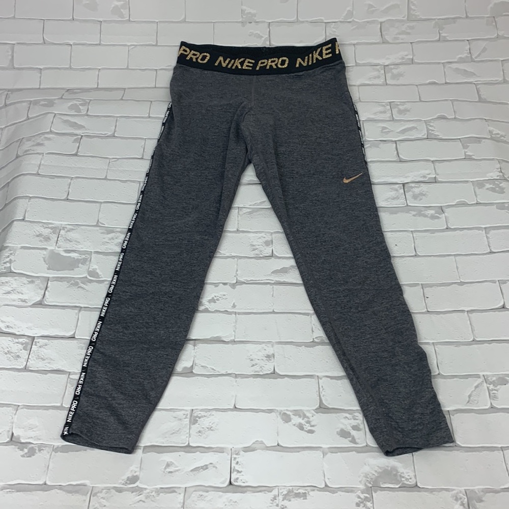 Nike Pro leggings Gray black gold sparkle Size Medium